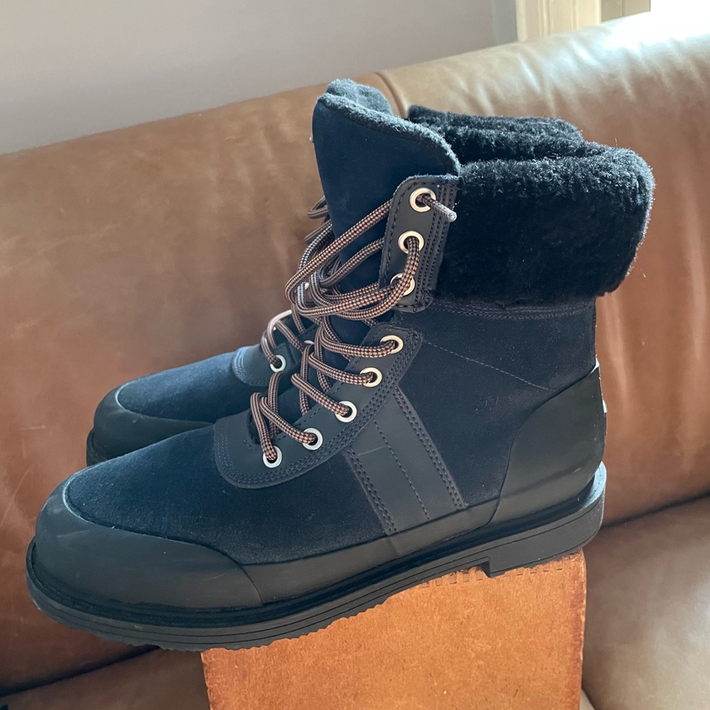 Hunter Commando Suede Shearling Cuff Insulated Co… - image 3